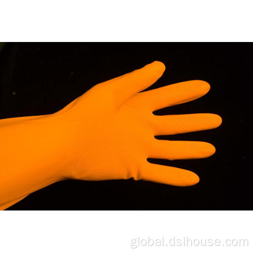 China orange color household latex glove/Multi-use rubber glove Supplier